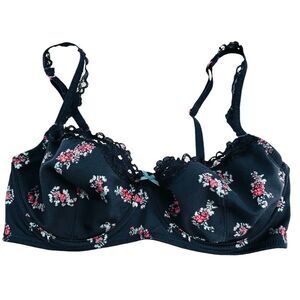 Intimately Free People gray floral print underwire bra size 34D